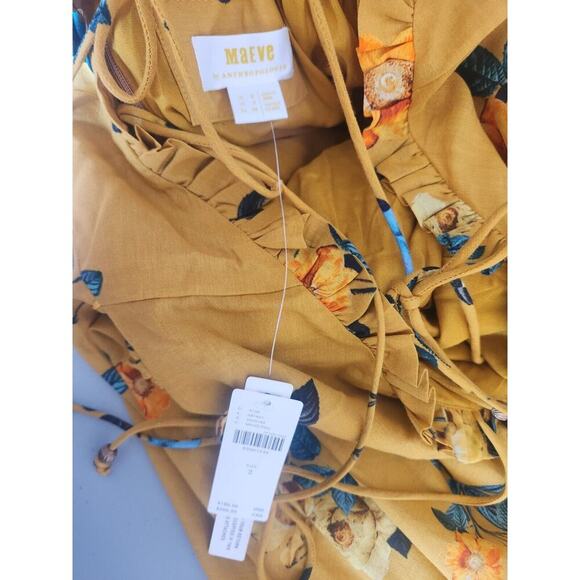 NWT Anthropologie Maeve High-Low Pleated-Trim Floral Dress Size 2 Maize #MD420 - Picture 10 of 14